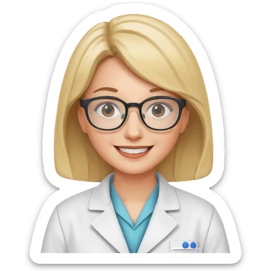 a white woman scientist wearing glasses sticker