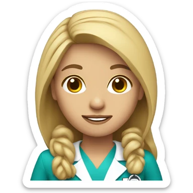teacher nurse with long dark blonde hair sticker