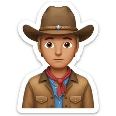 сгенерируй ковбоя который грустно смотрит на закат, он стоит на горах, которые такие как в америке на западе sticker