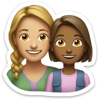 Mom and daughter smiling sticker