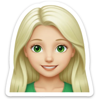 Long platinum blonde hair girl with green eyes  sticker