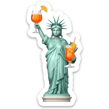 FULL BODY OF STATUE OF LIBERTY WITH AN APEROL SPRITZ COCKTAIL sticker