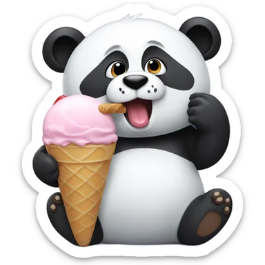 Panda eating ice cream sticker