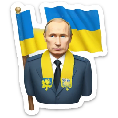Putin with Ukraine flag sticker