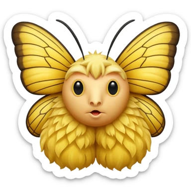 a yellow moth with donald trump’s face sticker