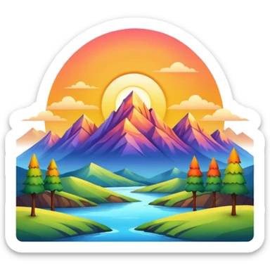 sunrise landscape with mountains sticker