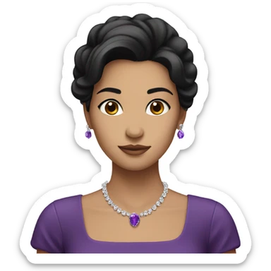 elegant girl in purple dress in black hair sticker