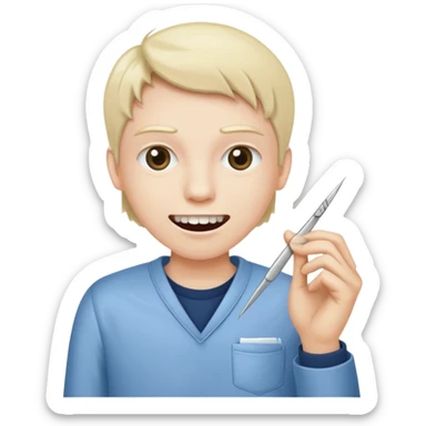 Tooth extracted holded by tweezer out of pocket  sticker