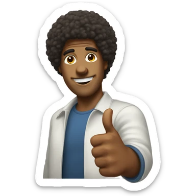 dude with a  fro giving a thumbs up sticker