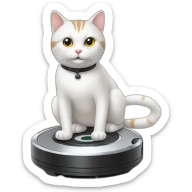 cat riding a roomba sticker