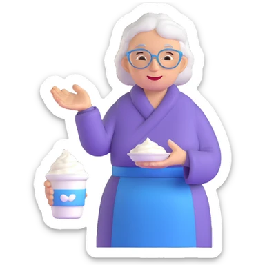 grandmother offering yogurt sticker