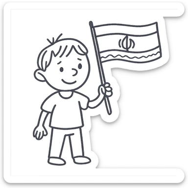 A boy holding the Iran flag. sticker