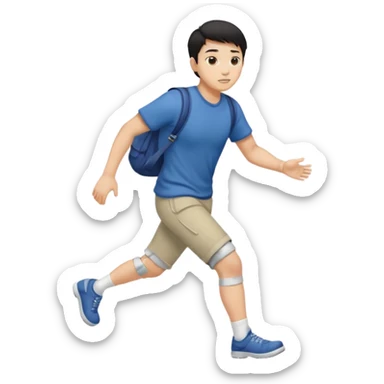 asian man with heart eyes tripping on sidewalk  sticker