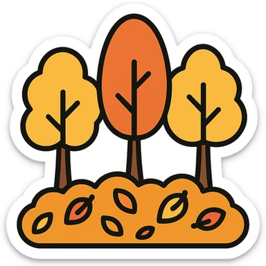 autumn forest with trees and a carpet of colorful leaves icon sticker