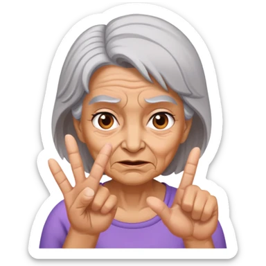 Girl flipping off a mean old woman sticker