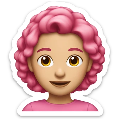 Una mujer pelirroja con el pelo corto piel blanquita y vestida de rosa sticker