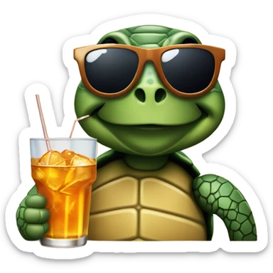 Turtle wearing sunglasses drinking an old-fashioned sticker
