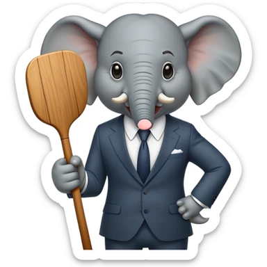 gangster elephant in suit with threatening paddle sticker