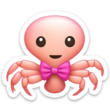 shrimp wearing a pink bow sticker