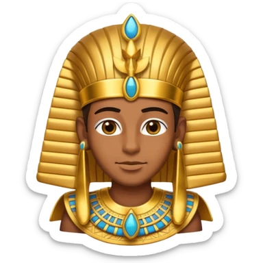 Egyptian Pharaoh, emoji style, with professional lighting, no face on objects, white background sticker