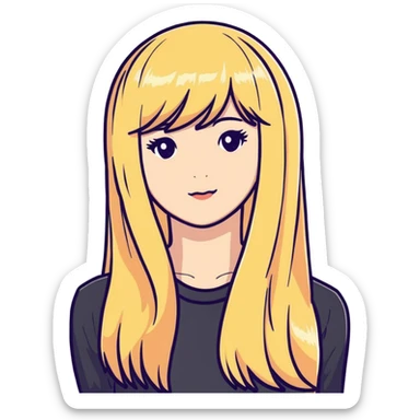 long straight blonde wig sticker