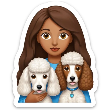 White Standard Poodle and Straight long hair brown skin Women sticker