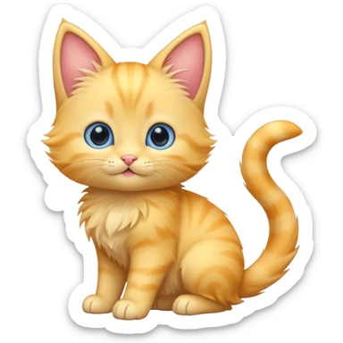 A cute cartoon yellow kitten sitting and wagging its tail. sticker