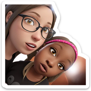 girls with glasses and mole sticker