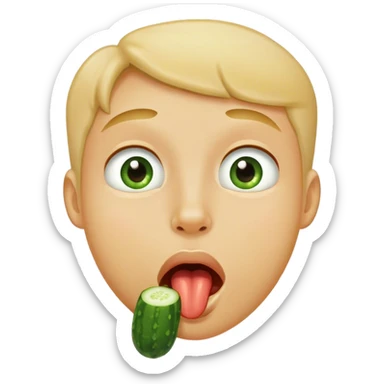 Drooling face with cucumber next to it sticker
