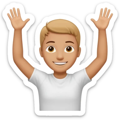 Una persona con los brazos estirados perpendicularmente hacia ambos lados con una camiseta blanca  sticker