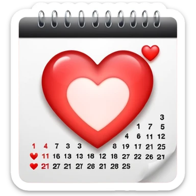 calendar page with a glowing heart sticker