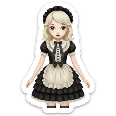 Lolita dress, white and creepy sticker