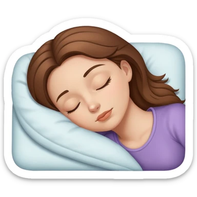 White girl brown hair sleeping with brown mitty sticker