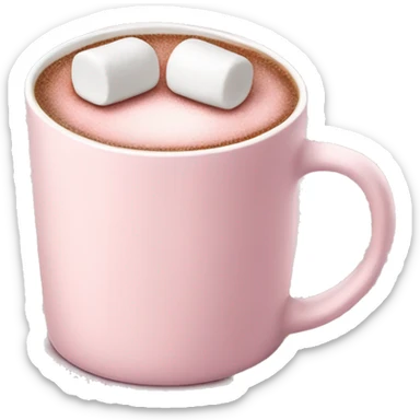 Light Pink mug of hot chocolate with marshmallows  sticker