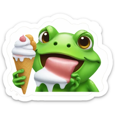 Frog with icecream sticker