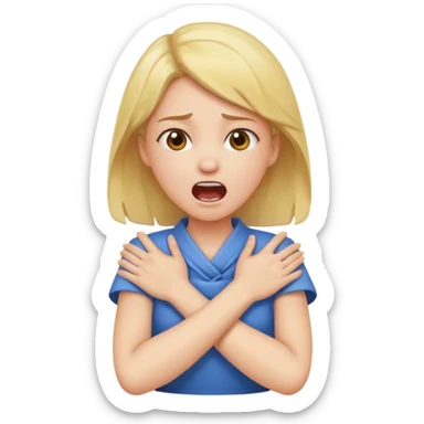 Crossed arms holding neck girl screaming sticker