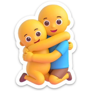 a warm hug between two cute characters, 3D emoji style, cute and expressive sticker
