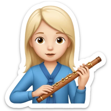 girl kid plays flute sticker