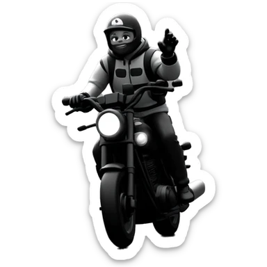 blurry motorcycle ride in monochrome sticker