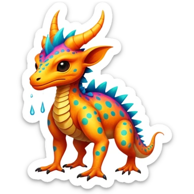 a vibrant colorful edgy vernid-fionbri-creature with splashed scale patterns full body sticker