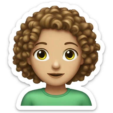 Curly brown haired girl with green eyes sticker