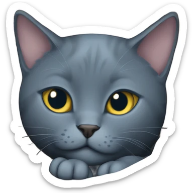 Russian blue cat snuggled into ball  sticker
