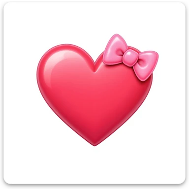 cute and shiny heart emoji with a bow accent, no background sticker