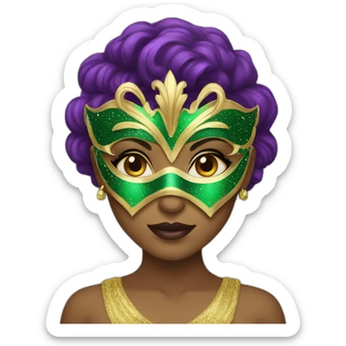girl wearing a mardi gras mask light skin sticker
