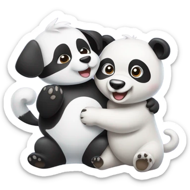 Dog and panda becoming friends  sticker