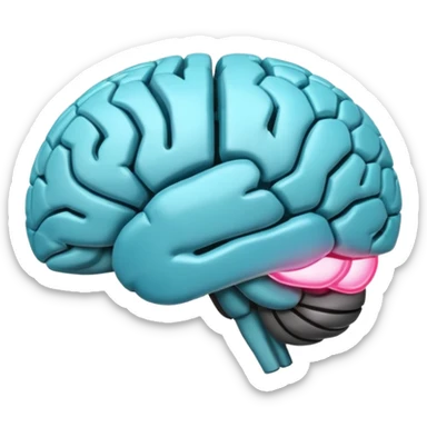 cerebro 3D con zona parietal derecha iluminada sticker