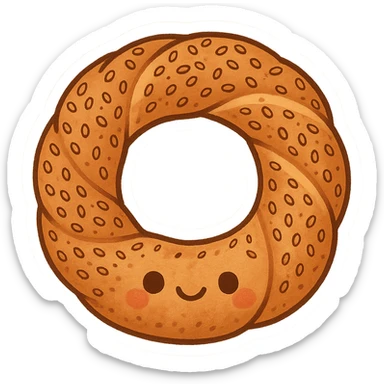 a simit, the Turkish sesame bagel, fun and appealing style sticker