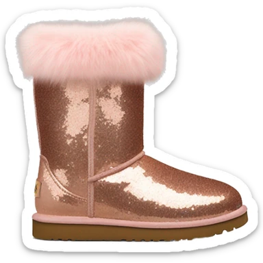Realistic rose gold glitter and fur Ugg boots. sticker