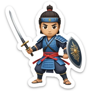 fierce samurai wielding sword in battle stance sticker