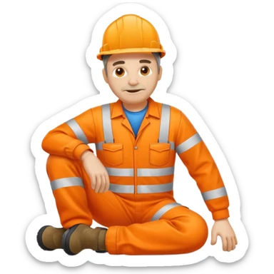 engineer hi-vis orange overalls on the floor sticker